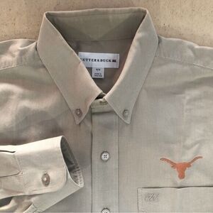 Cutter & Buck Men's Tan Longhorn Long Sleeve Button Down Cotton Shirt